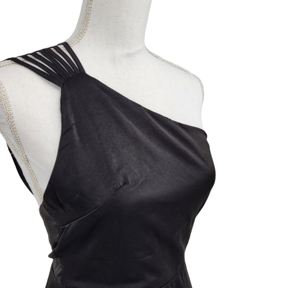Boohoo Black Strappy Back One Shoulder Midi Dress Size 8 - Picture 3 of 17
